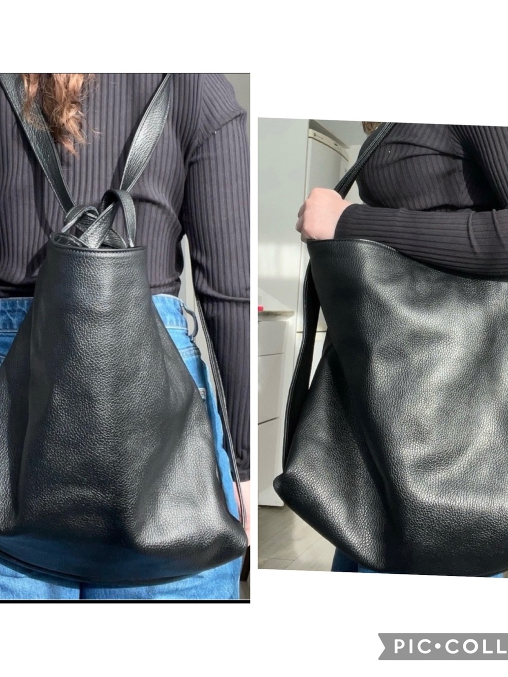 Elegant Borse In Pelle Navy Leather Tote Bag/backpack